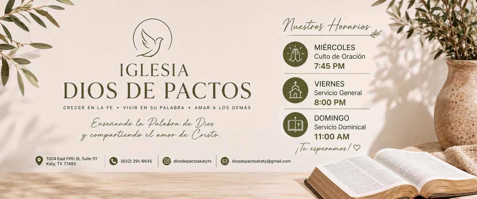 Iglesia Dios de Pactos — nombre, horarios y datos de contacto